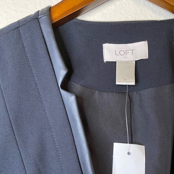 *NWT* LOFT Black Blazer with Leather Detail - Picture 2 of 7